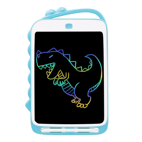 กระดานเขียน LCD การ์ตูนไดโนเสาร์ขนาด 10 นิ้ว กระดานวาดภาพเด็กสีสันสดใส, 10 inch (Light Blue)