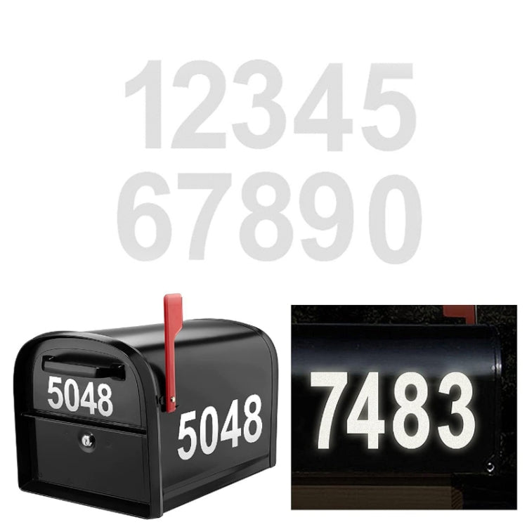 5 pcs Night Reflective Mailbox Digital Number Waterproof Sticker, 3 inches, 4 inches