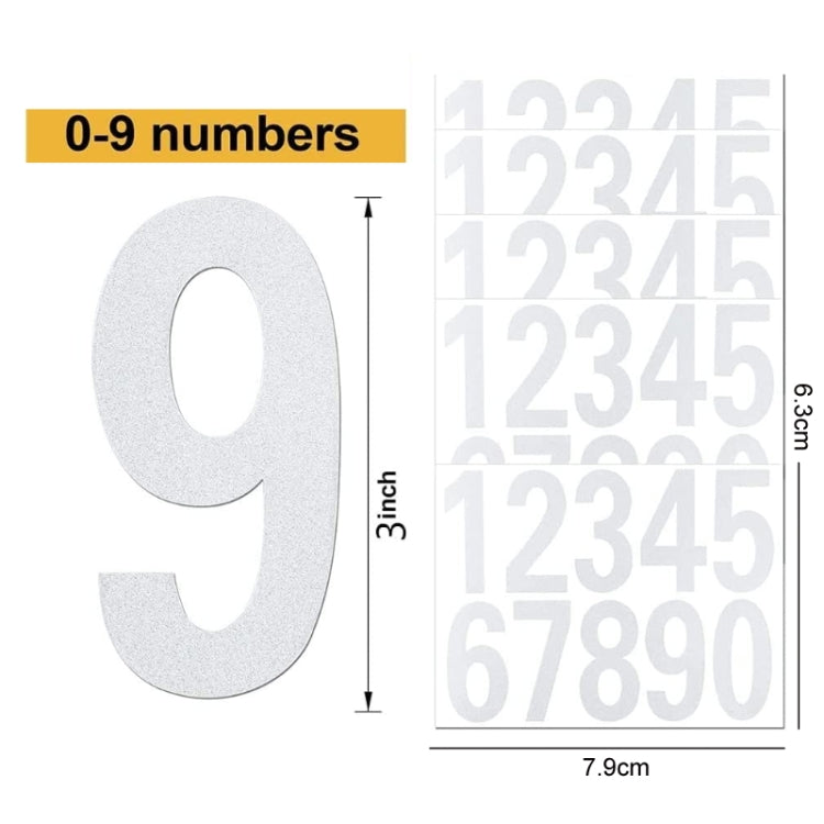 5 pcs Night Reflective Mailbox Digital Number Waterproof Sticker, 3 inches, 4 inches