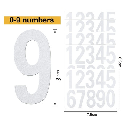 5 pcs Night Reflective Mailbox Digital Number Waterproof Sticker, 3 inches, 4 inches