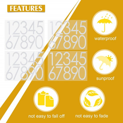 5 pcs Night Reflective Mailbox Digital Number Waterproof Sticker, 3 inches, 4 inches