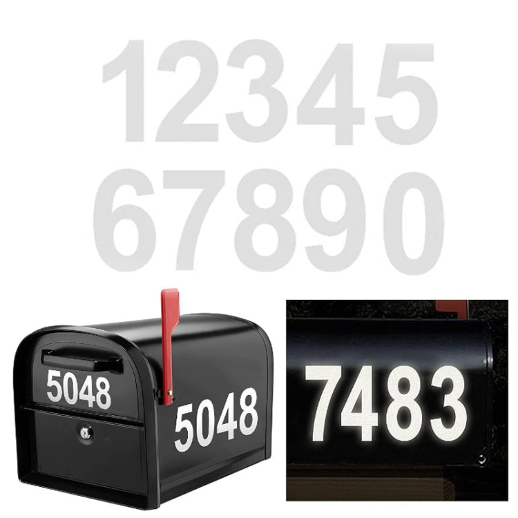 5 pcs Night Reflective Mailbox Digital Number Waterproof Sticker, 3 inches, 4 inches