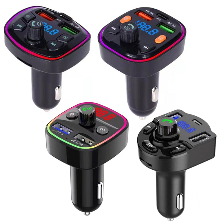 3.1A USB + PD เครื่องชาร์จในรถยนต์ Bluetooth เครื่องส่งสัญญาณ FM ในรถยนต์ ไฟหลากสีสัน, Q3, Q5, Q7