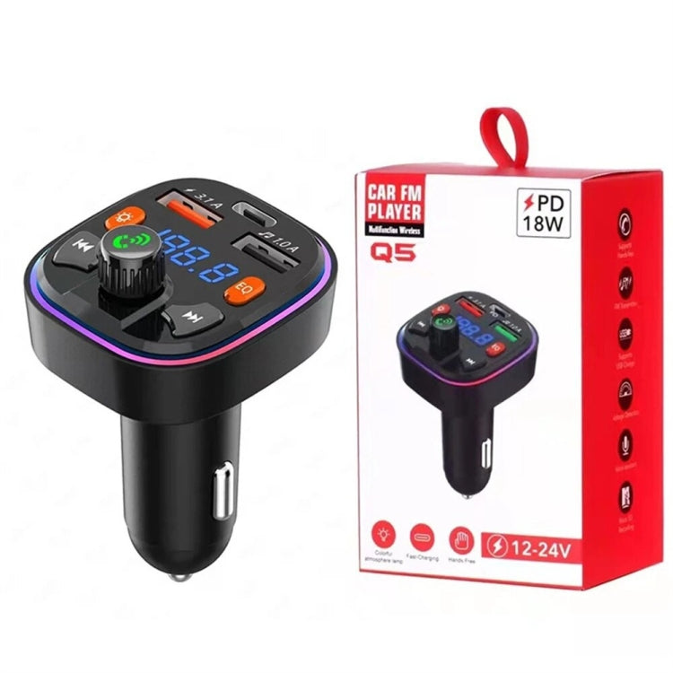 3.1A USB + PD เครื่องชาร์จในรถยนต์ Bluetooth เครื่องส่งสัญญาณ FM ในรถยนต์ ไฟหลากสีสัน, Q3, Q5, Q7