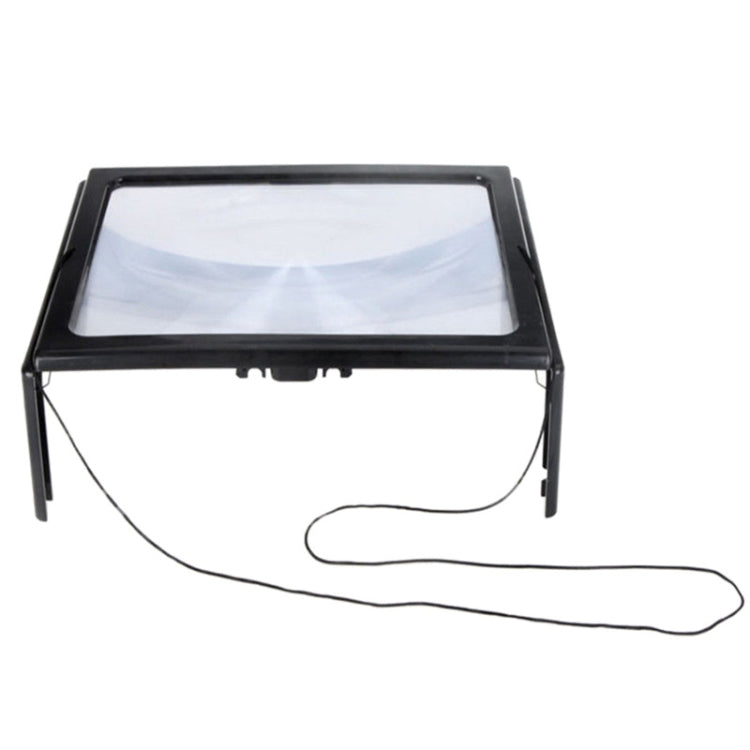 WJ10015 ไฟ LED อ่านแบบเต็มหน้าแว่นขยายวงเล็บพับสามมิติ, 3X Magnifying Glass