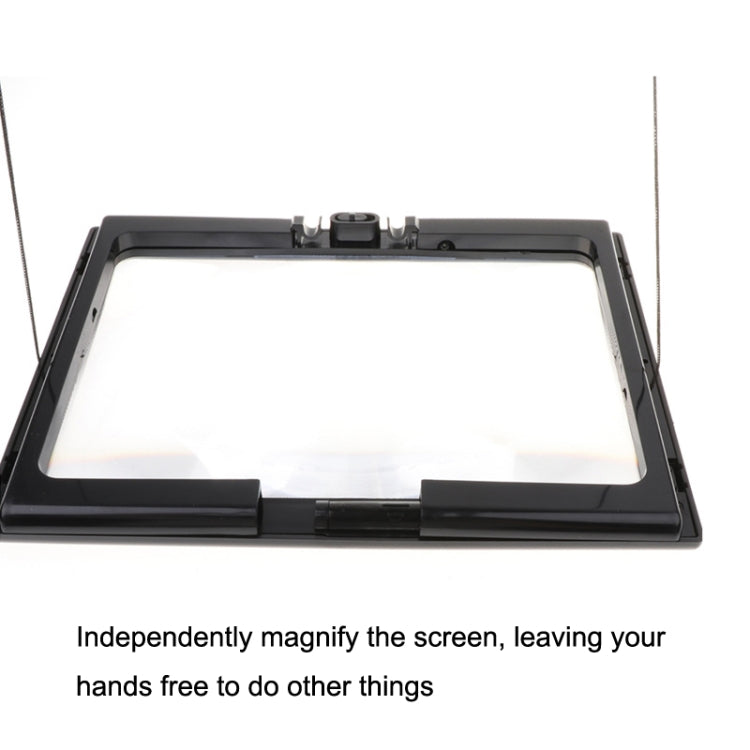 WJ10015 ไฟ LED อ่านแบบเต็มหน้าแว่นขยายวงเล็บพับสามมิติ, 3X Magnifying Glass