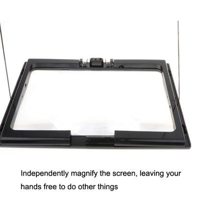 WJ10015 ไฟ LED อ่านแบบเต็มหน้าแว่นขยายวงเล็บพับสามมิติ, 3X Magnifying Glass