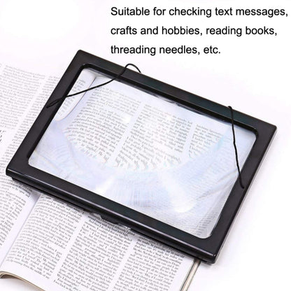 WJ10015 ไฟ LED อ่านแบบเต็มหน้าแว่นขยายวงเล็บพับสามมิติ, 3X Magnifying Glass