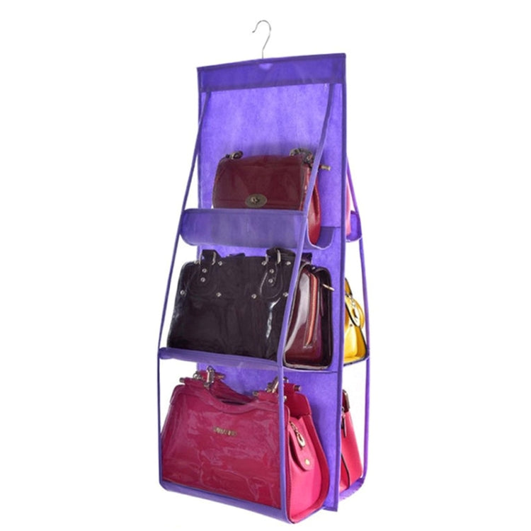B05005 2 ชิ้นสองด้าน 6 กระเป๋าแขวนกระเป๋าผ้าไม่ทอแขวนกระเป๋าถือ, B05005 Purple, B05005 Black, B05005 Grey, B05005 Rose Red, B05005 Green, B05005 Blue