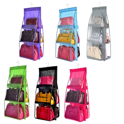 B05005 2 ชิ้นสองด้าน 6 กระเป๋าแขวนกระเป๋าผ้าไม่ทอแขวนกระเป๋าถือ, B05005 Purple, B05005 Black, B05005 Grey, B05005 Rose Red, B05005 Green, B05005 Blue