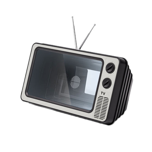Retro TV โทรศัพท์มือถือหน้าจอเครื่องขยายสัญญาณวิดีโอที่วางโทรศัพท์มือถือ