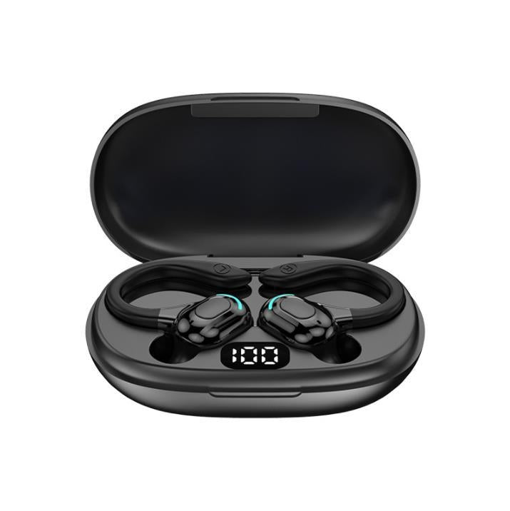 F8 หูฟังบลูทูธไร้สายสเตอริโอแบบห้อยหูพร้อมถังชาร์จ, With Charging Bin(Black Double Ear), With Charging Bin(Red Double Ear), With Charging Bin(Green Double Ear), With Charging Bin(Blue Double Ear)