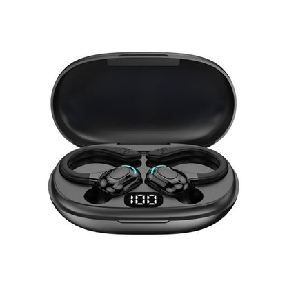F8 หูฟังบลูทูธไร้สายสเตอริโอแบบห้อยหูพร้อมถังชาร์จ, With Charging Bin(Black Double Ear), With Charging Bin(Red Double Ear), With Charging Bin(Green Double Ear), With Charging Bin(Blue Double Ear)