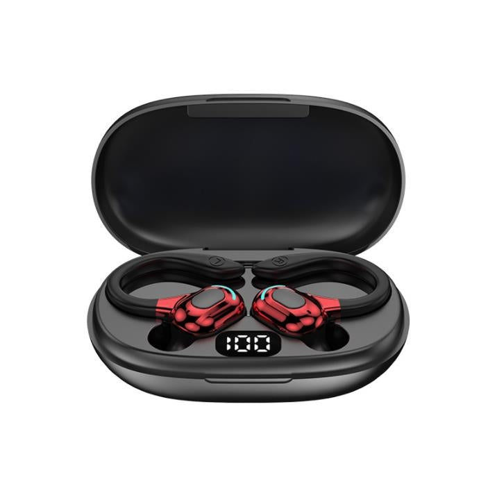 F8 หูฟังบลูทูธไร้สายสเตอริโอแบบห้อยหูพร้อมถังชาร์จ, With Charging Bin(Black Double Ear), With Charging Bin(Red Double Ear), With Charging Bin(Green Double Ear), With Charging Bin(Blue Double Ear)