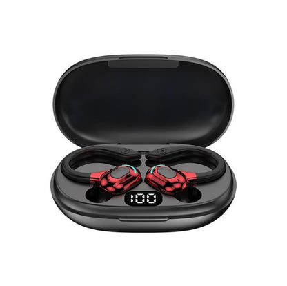F8 หูฟังบลูทูธไร้สายสเตอริโอแบบห้อยหูพร้อมถังชาร์จ, With Charging Bin(Black Double Ear), With Charging Bin(Red Double Ear), With Charging Bin(Green Double Ear), With Charging Bin(Blue Double Ear)