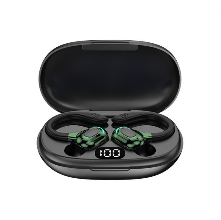 F8 หูฟังบลูทูธไร้สายสเตอริโอแบบห้อยหูพร้อมถังชาร์จ, With Charging Bin(Black Double Ear), With Charging Bin(Red Double Ear), With Charging Bin(Green Double Ear), With Charging Bin(Blue Double Ear)