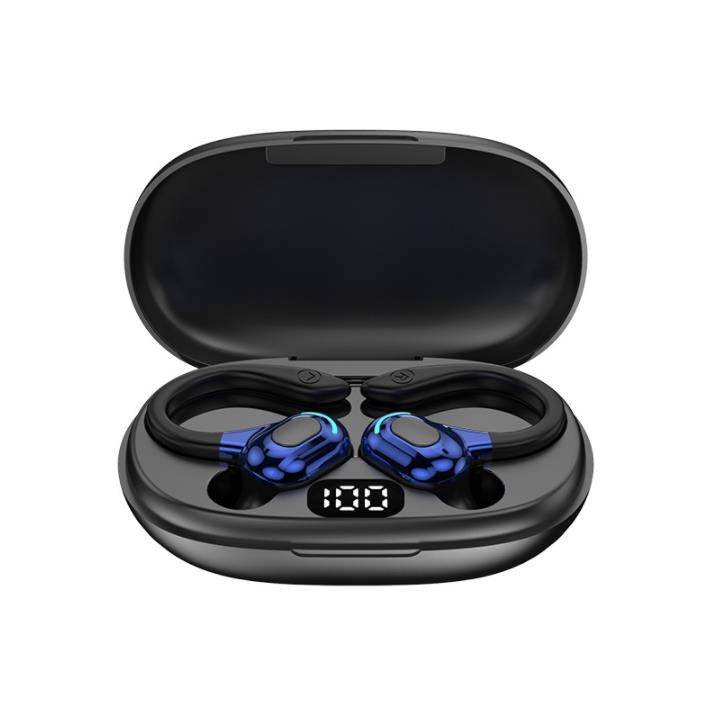 F8 หูฟังบลูทูธไร้สายสเตอริโอแบบห้อยหูพร้อมถังชาร์จ, With Charging Bin(Black Double Ear), With Charging Bin(Red Double Ear), With Charging Bin(Green Double Ear), With Charging Bin(Blue Double Ear)
