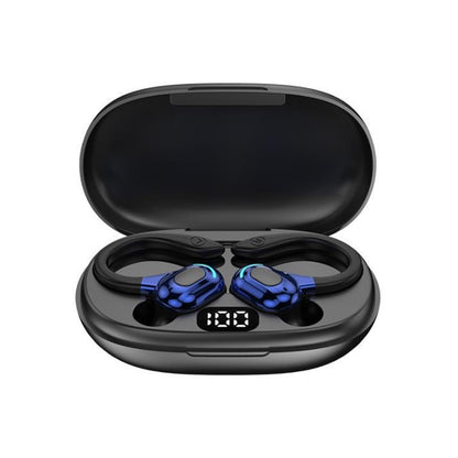 F8 หูฟังบลูทูธไร้สายสเตอริโอแบบห้อยหูพร้อมถังชาร์จ, With Charging Bin(Black Double Ear), With Charging Bin(Red Double Ear), With Charging Bin(Green Double Ear), With Charging Bin(Blue Double Ear)