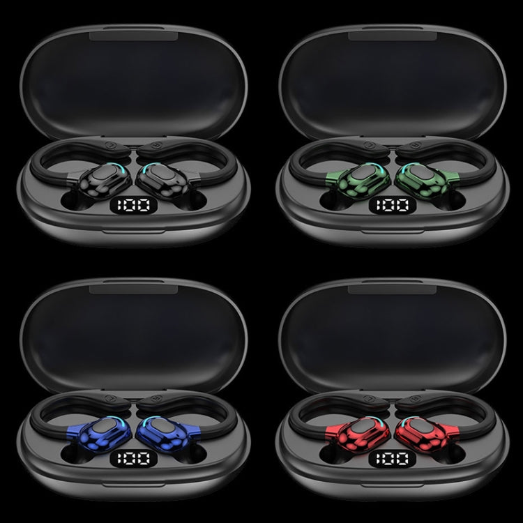 F8 หูฟังบลูทูธไร้สายสเตอริโอแบบห้อยหูพร้อมถังชาร์จ, With Charging Bin(Black Double Ear), With Charging Bin(Red Double Ear), With Charging Bin(Green Double Ear), With Charging Bin(Blue Double Ear)