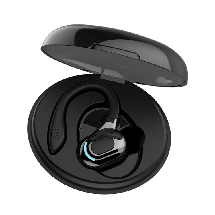 F8 หูฟังบลูทูธไร้สายสเตอริโอแบบห้อยหูพร้อมถังชาร์จ, With Charging Bin(Black Single Ear), With Charging Bin(Blue Single Ear), With Charging Bin(Red Single Ear), With Charging Bin(Green Single Ear)