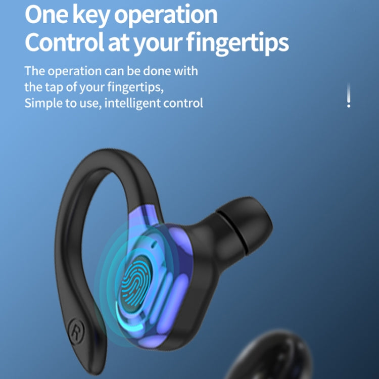 F8 หูฟังบลูทูธไร้สายสเตอริโอแบบห้อยหูพร้อมถังชาร์จ, With Charging Bin(Black Single Ear), With Charging Bin(Blue Single Ear), With Charging Bin(Red Single Ear), With Charging Bin(Green Single Ear)