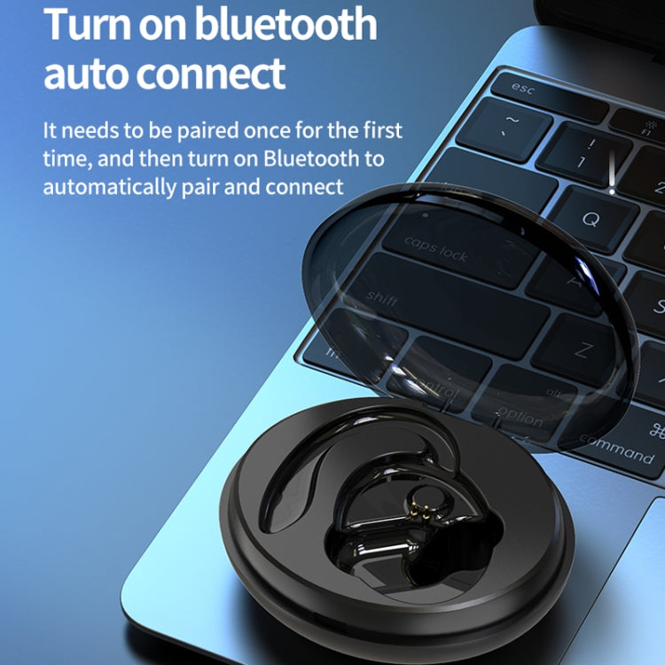 F8 หูฟังบลูทูธไร้สายสเตอริโอแบบห้อยหูพร้อมถังชาร์จ, With Charging Bin(Black Single Ear), With Charging Bin(Blue Single Ear), With Charging Bin(Red Single Ear), With Charging Bin(Green Single Ear)