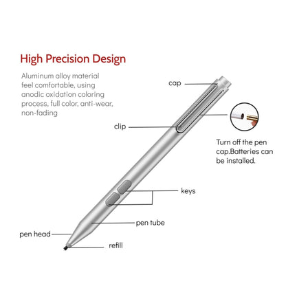 F94S สำหรับปากกาสไตลัส Microsoft Surface Series 1024 ปากกาอิเล็กทรอนิกส์ระดับแรงกด, 1024 Pressure Level (Black), 1024 Pressure Level (Silver)