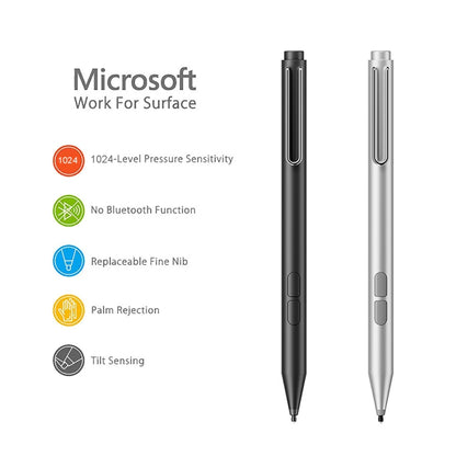 F94S สำหรับปากกาสไตลัส Microsoft Surface Series 1024 ปากกาอิเล็กทรอนิกส์ระดับแรงกด, 1024 Pressure Level (Black), 1024 Pressure Level (Silver)