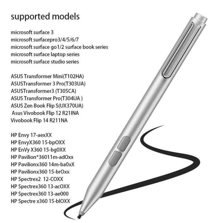 F94S สำหรับปากกาสไตลัส Microsoft Surface Series 1024 ปากกาอิเล็กทรอนิกส์ระดับแรงกด, 1024 Pressure Level (Black), 1024 Pressure Level (Silver)