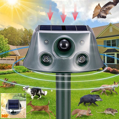 SK031 เครื่องไล่นกพลังงานแสงอาทิตย์แบบสี่ด้าน เครื่องไล่นก Ultrasonic Rat Repeller, Rat Repeller