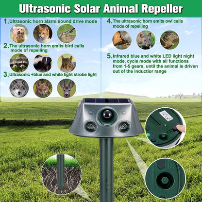 SK031 เครื่องไล่นกพลังงานแสงอาทิตย์แบบสี่ด้าน เครื่องไล่นก Ultrasonic Rat Repeller, Rat Repeller