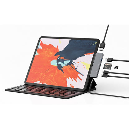 สำหรับ IPad Pro 7-In-1 HDMI 4K + 3.5 มม. เสียง + SD/TF+ 1 USB 3.0 + USB-C/Type-C + PD แท่นวาง USB-C, For IPad Pro 7-In-1