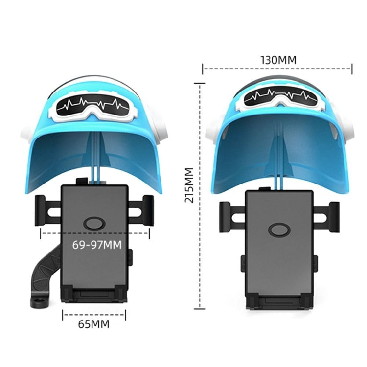 ที่วางโทรศัพท์มือถือสำหรับติดหมวกกันน็อคขนาดเล็ก,Spec:, Handlebar White, Rearview Mirror Blue, Rearview Mirror White, Blue Helmet, White Helmet
