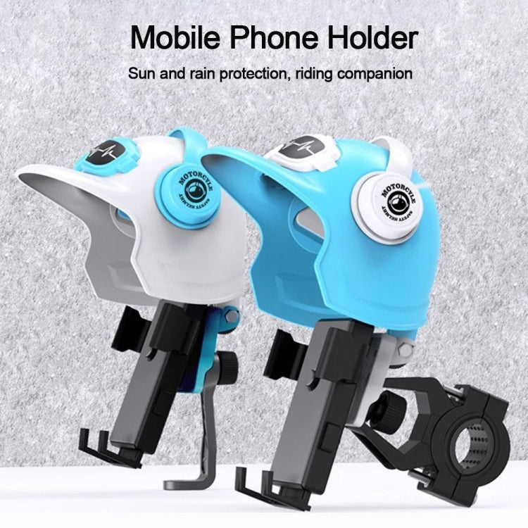 ที่วางโทรศัพท์มือถือสำหรับติดหมวกกันน็อคขนาดเล็ก,Spec:, Handlebar White, Rearview Mirror Blue, Rearview Mirror White, Blue Helmet, White Helmet
