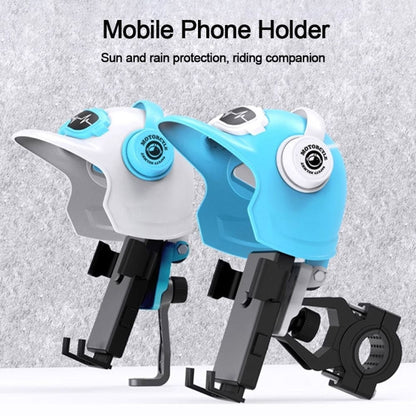 ที่วางโทรศัพท์มือถือสำหรับติดหมวกกันน็อคขนาดเล็ก,Spec:, Handlebar White, Rearview Mirror Blue, Rearview Mirror White, Blue Helmet, White Helmet
