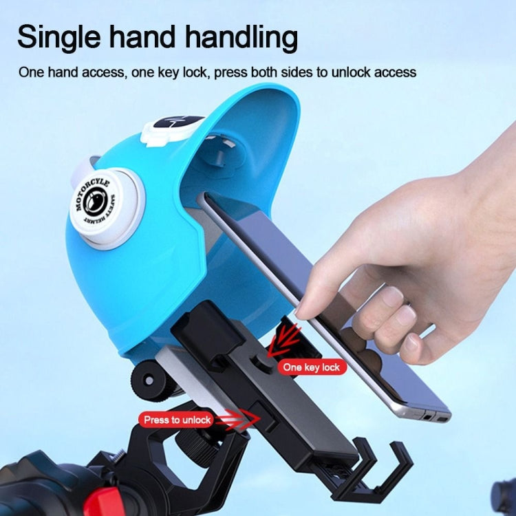 ที่วางโทรศัพท์มือถือสำหรับติดหมวกกันน็อคขนาดเล็ก,Spec:, Handlebar White, Rearview Mirror Blue, Rearview Mirror White, Blue Helmet, White Helmet