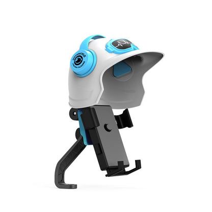 ที่วางโทรศัพท์มือถือสำหรับติดหมวกกันน็อคขนาดเล็ก,Spec:, Handlebar White, Rearview Mirror Blue, Rearview Mirror White, Blue Helmet, White Helmet