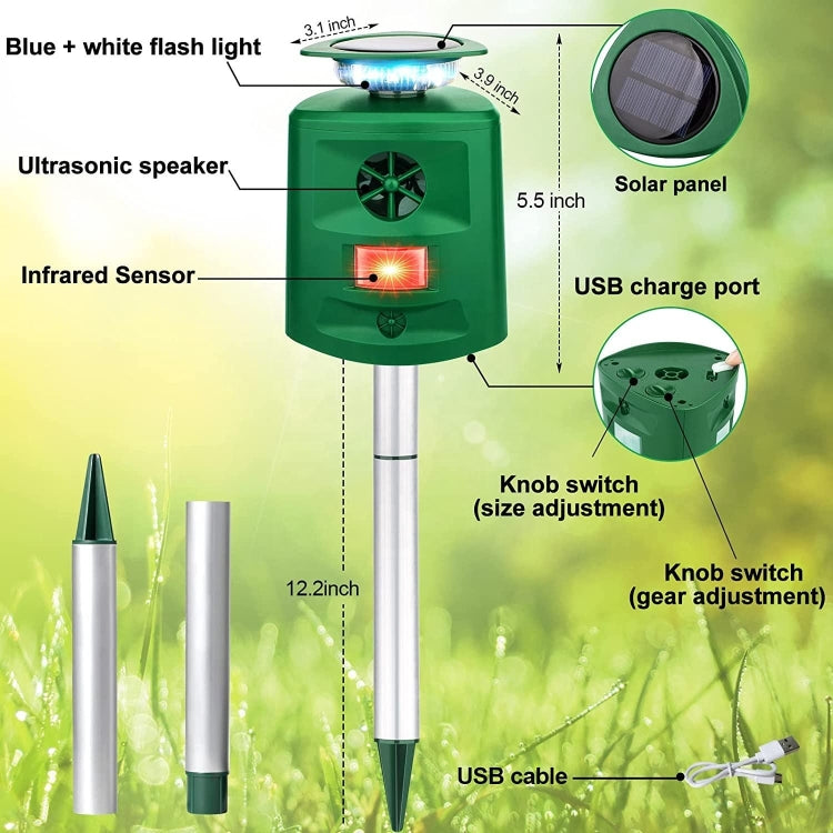 SK698 เครื่องไล่สัตว์พลังงานแสงอาทิตย์ 360 องศา Strobe Light Bird Repeller Ultrasonic Rat Repeller, Ultrasonic Rat Repeller