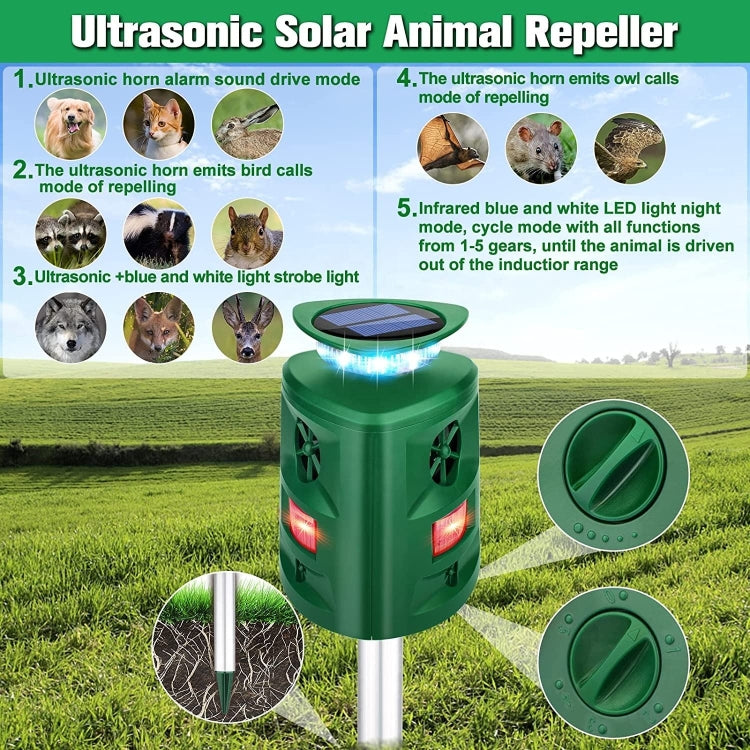 SK698 เครื่องไล่สัตว์พลังงานแสงอาทิตย์ 360 องศา Strobe Light Bird Repeller Ultrasonic Rat Repeller, Ultrasonic Rat Repeller