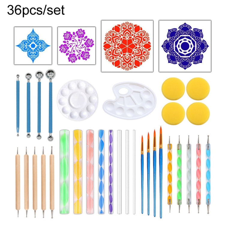 Dot จิตรกรรมตกแต่งเครื่องปั้นดินเผา Mandala DIY ชุดเครื่องมือไม้กายสิทธิ์เกลียว, 36pcs/set, 35pcs/set
