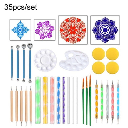 Dot จิตรกรรมตกแต่งเครื่องปั้นดินเผา Mandala DIY ชุดเครื่องมือไม้กายสิทธิ์เกลียว, 36pcs/set, 35pcs/set