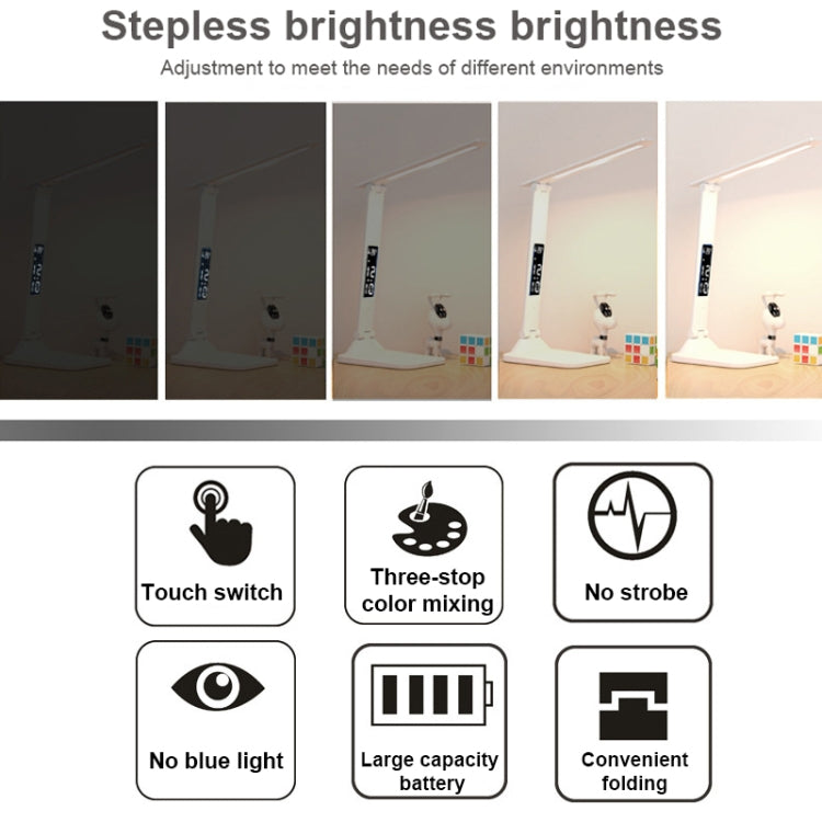 LED Intelligent Digital Display โคมไฟตั้งโต๊ะพับได้ สไตล์:, Charging 2000mAh, Charging 3200mAh, Double Head USB Straight Plug, Double Head Charging 2000mAh, Double Head Charging 3200mAh