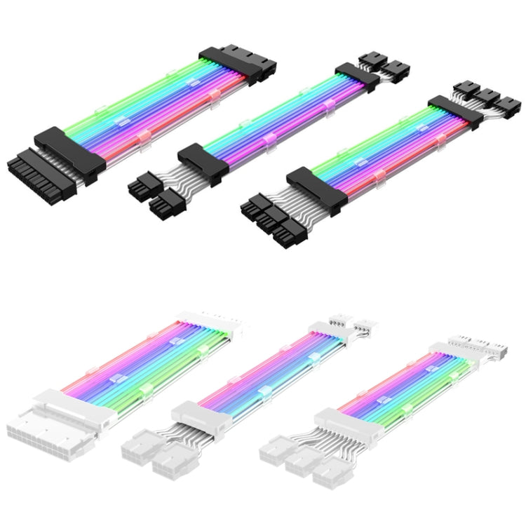 เส้นสีนีออน ARGB 5V, 24pin Motherboard Power Supply Light Wire Black, Double 8pin Graphics Card Power Supply Wire Black, 24pin Motherboard Power Supply Light Wire White, Double 8pin Graphics Card Power Supply Wire White