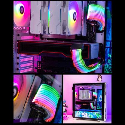 เส้นสีนีออน ARGB 5V, 24pin Motherboard Power Supply Light Wire Black, Double 8pin Graphics Card Power Supply Wire Black, 24pin Motherboard Power Supply Light Wire White, Double 8pin Graphics Card Power Supply Wire White