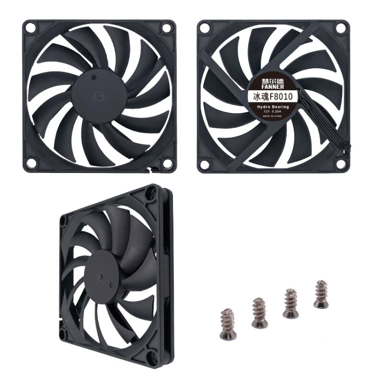 FANNER Ice Soul F8010 พัดลมแชสซีแบบบางพิเศษ 4pin PWM การปรับความเร็วอัจฉริยะ การระบายความร้อนที่เงียบ การกระจายความร้อน, F8010