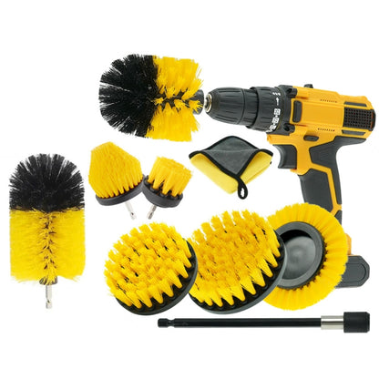 WRS-DS19 9 in 1 Electric สว่าน แปรงทำความสะอาดซอกซอน ชุดเครื่องมือล้างรถ, 9 in 1