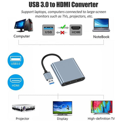 USB 3.0 เป็น Dual HDMI High Definition Converter 4K USB ตัวขยายหน้าจอเดียวกัน, USB 3.0 To Dual HDMI