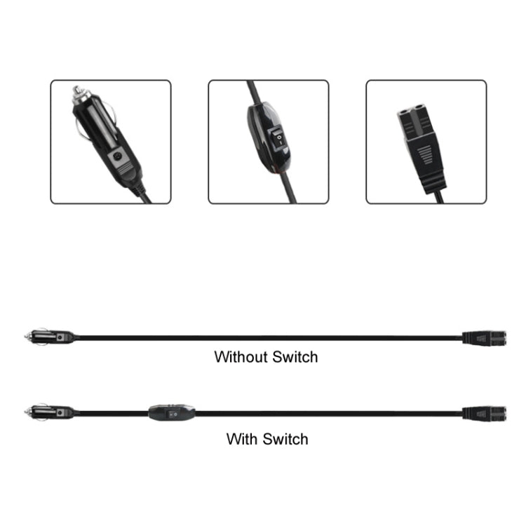 สายไฟสำหรับตู้เย็นในรถยนต์ 12V/24V B ต่อท้ายปลั๊กไฟสำหรับเสียบที่จุดบุหรี่ ความยาว:, 1m Without Switch, 1m With Switch, 2m With Switch, 3m Without Switch, 3m With Switch, 4m Without Switch, 4m With Switch, 5m Without Switch, 5m With Switch