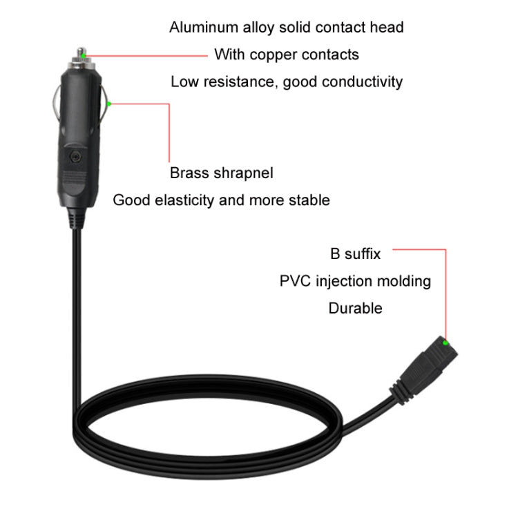 สายไฟสำหรับตู้เย็นในรถยนต์ 12V/24V B ต่อท้ายปลั๊กไฟสำหรับเสียบที่จุดบุหรี่ ความยาว:, 1m Without Switch, 1m With Switch, 2m With Switch, 3m Without Switch, 3m With Switch, 4m Without Switch, 4m With Switch, 5m Without Switch, 5m With Switch