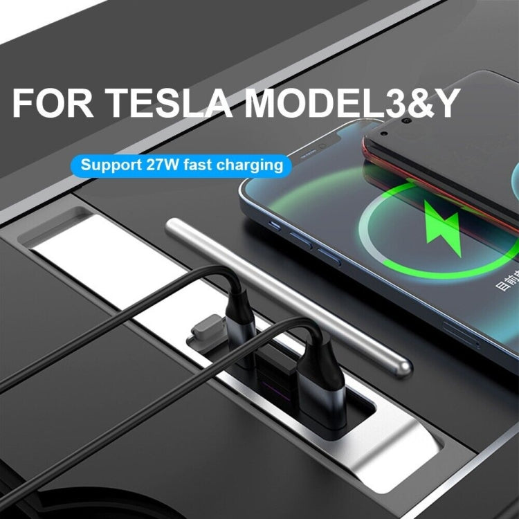 สำหรับ Tesla รุ่น 3/Y รถ USB-C/Type-C + 2 USB 3.0 พอร์ต Docking Station HUB, T1